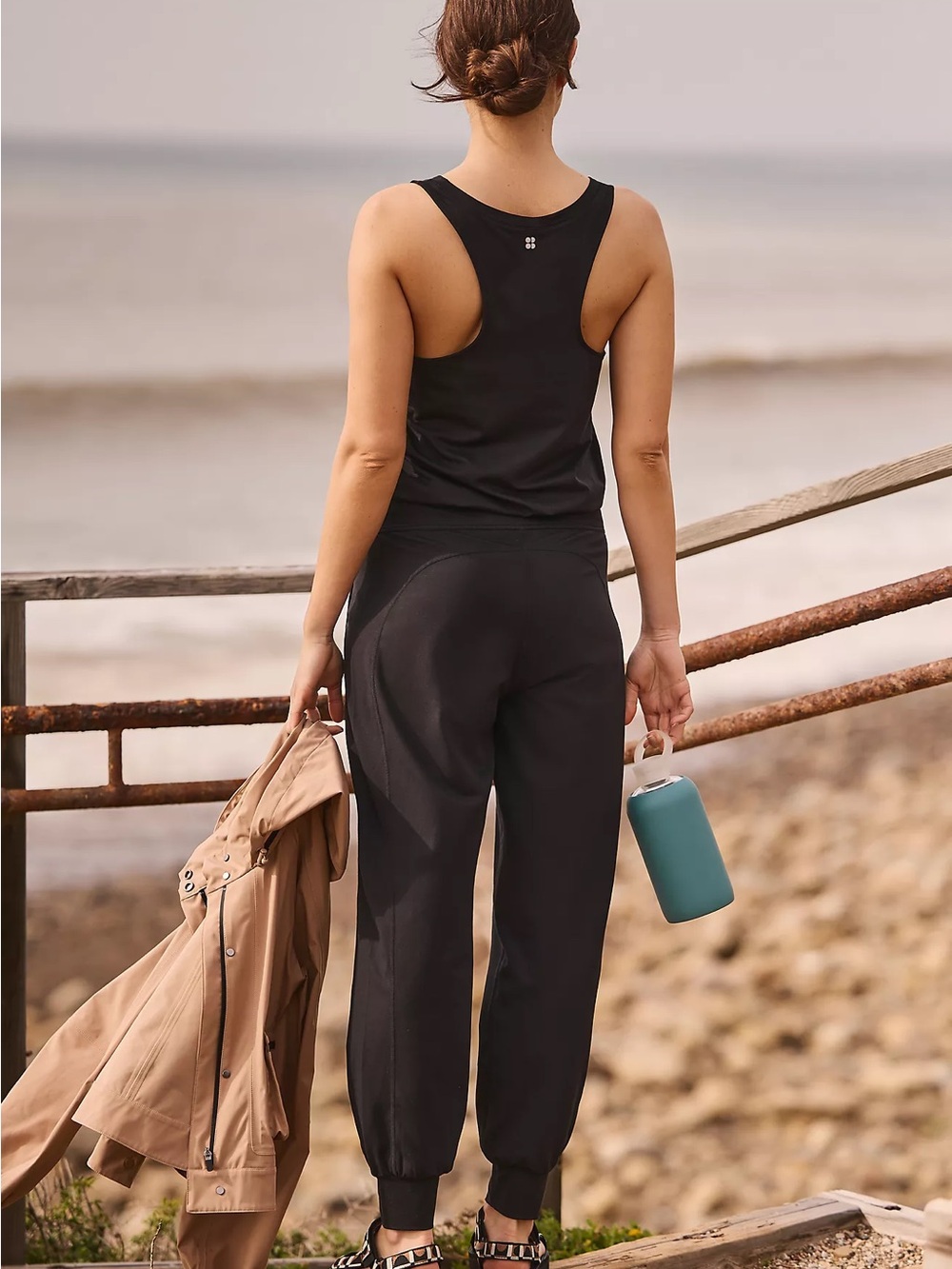 Sweaty Betty Gary Black Sleeveless Scoop Neck Jumpsuit Pockets Size M Athleisure - Picture 3 of 15